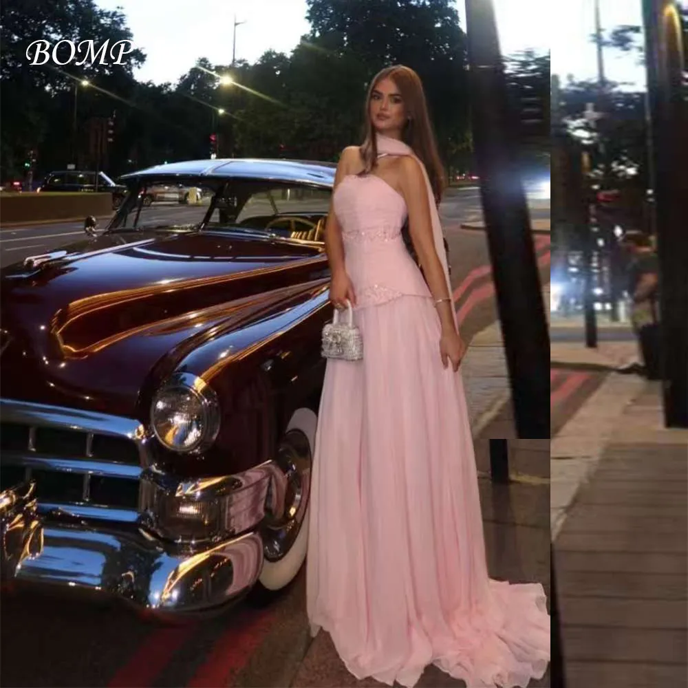 BOMP Elegant Pink Evening Gown Beading Strapless Draped Sweep Train Chiffon Special Occasion Wedding Party Dresses Customized
BOMP Elegant Pink Evening Gown Beading Strapless Draped Sweep Train Chiffon Special Occasion Wedding Party Dresses Customized