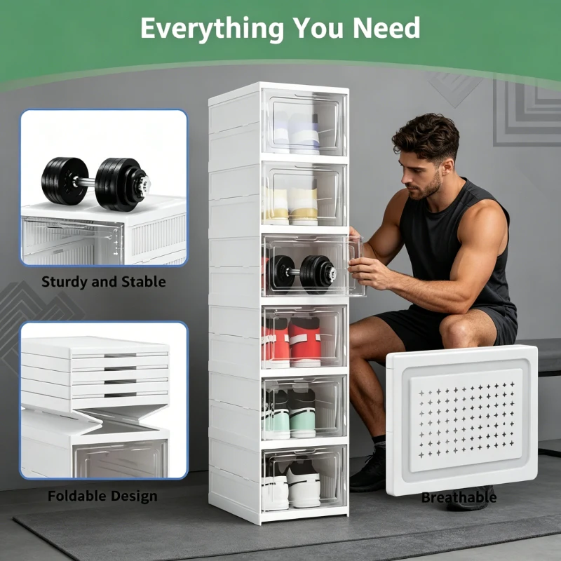 6-Layer Foldable Shoe Storage Box, Transparent Stackable Dustproof Sneaker Organizer for Home & Bedroom
6-Layer Foldable Shoe Storage Box, Transparent Stackable Dustproof Sneaker Organizer for Home & Bedroom