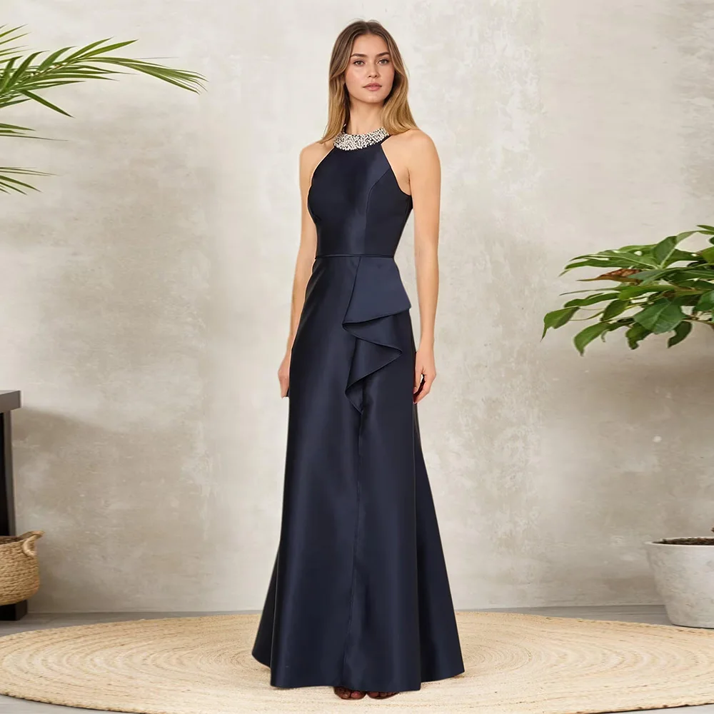 Customized Exquisite Satin Beaded Halter Mother of The Bride Dresses for Women 2025 Ruffle Side Slit Formal Evening Party Gown
Customized Exquisite Satin Beaded Halter Mother of The Bride Dresses for Women 2025 Ruffle Side Slit Formal Evening Party Gown