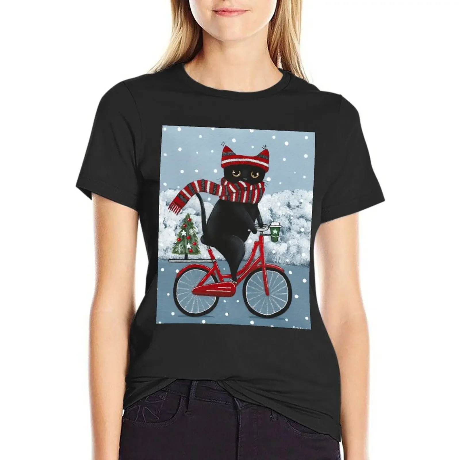 Black Cat Winter Bicycle Ride T-Shirt lady clothes plain quick drying customs T-shirt Women
Black Cat Winter Bicycle Ride T-Shirt lady clothes plain quick drying customs T-shirt Women