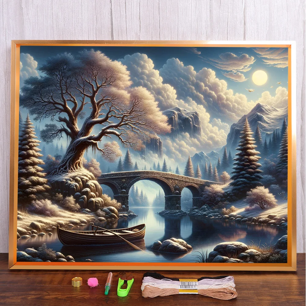 Landscape Bridge Pre-Printed Cross Stitch Complete Kit Embroidery Sewing Handicraft Handiwork Hobby Magic Mulina Room Decor
Landscape Bridge Pre-Printed Cross Stitch Complete Kit Embroidery Sewing Handicraft Handiwork Hobby Magic Mulina Room Decor
