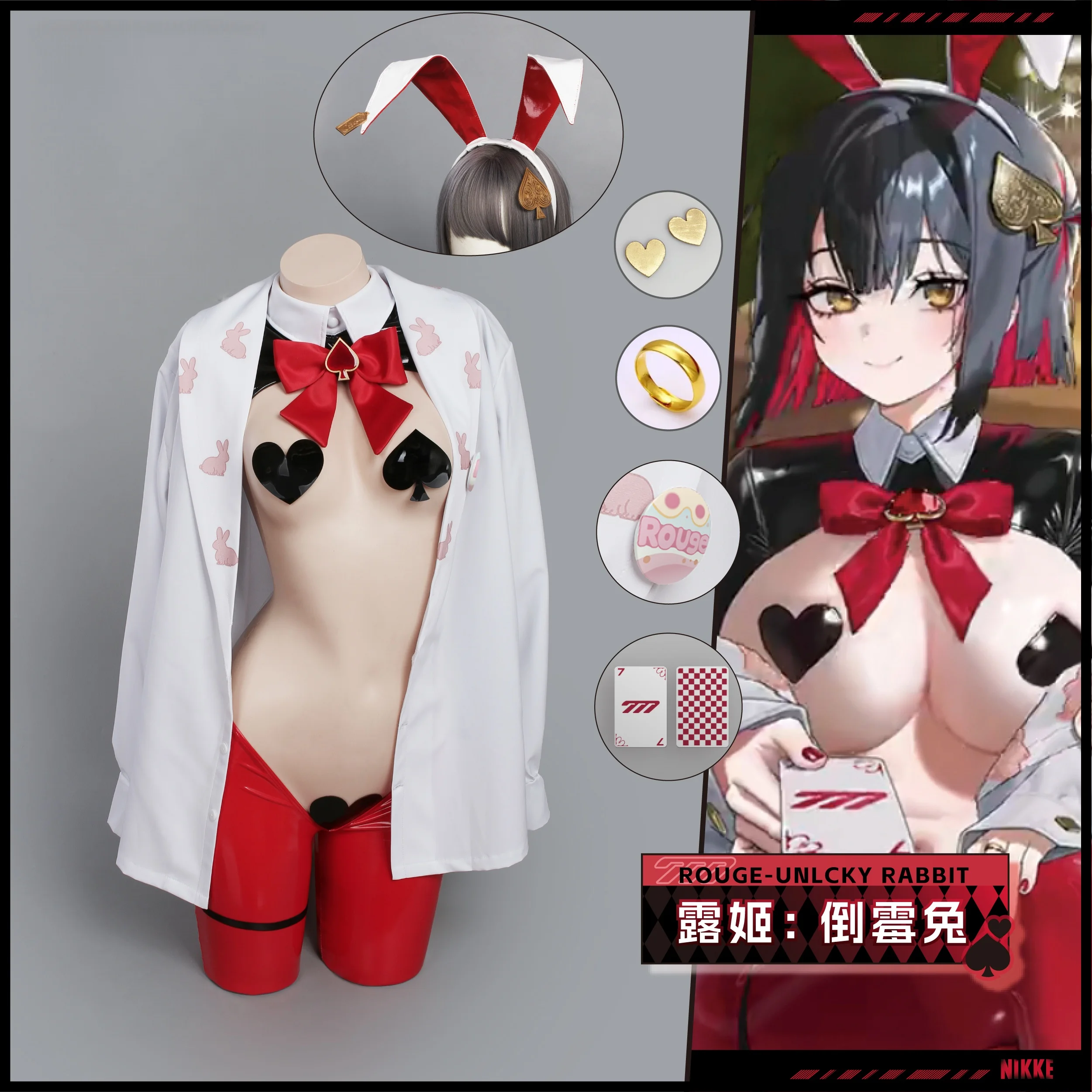 NIKKE Anime Cosplay Rouge Bunny Suit Costumes for Women Rouge Unlucky Rabbit Dealer Bunny Girl Cosplay Costume Party Dress
NIKKE Anime Cosplay Rouge Bunny Suit Costumes for Women Rouge Unlucky Rabbit Dealer Bunny Girl Cosplay Costume Party Dress