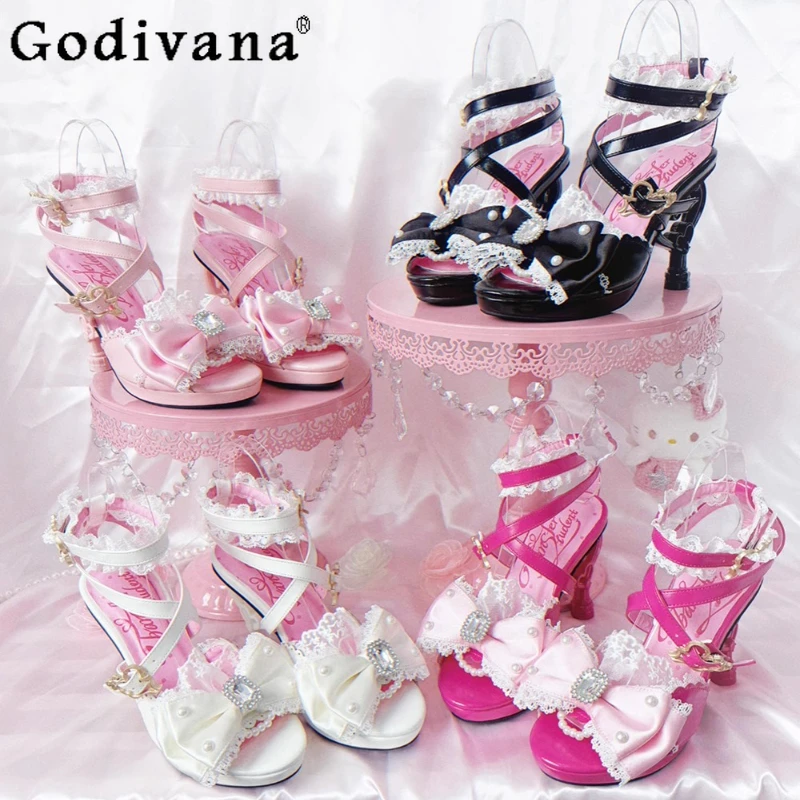 Original Lo Fish Mouth Sandals New Summer Girls Women's Rhinestone Satin Bow High Heel Sandals Sweet Lace Bow Lolita High Heels
Original Lo Fish Mouth Sandals New Summer Girls Women's Rhinestone Satin Bow High Heel Sandals Sweet Lace Bow Lolita High Heels