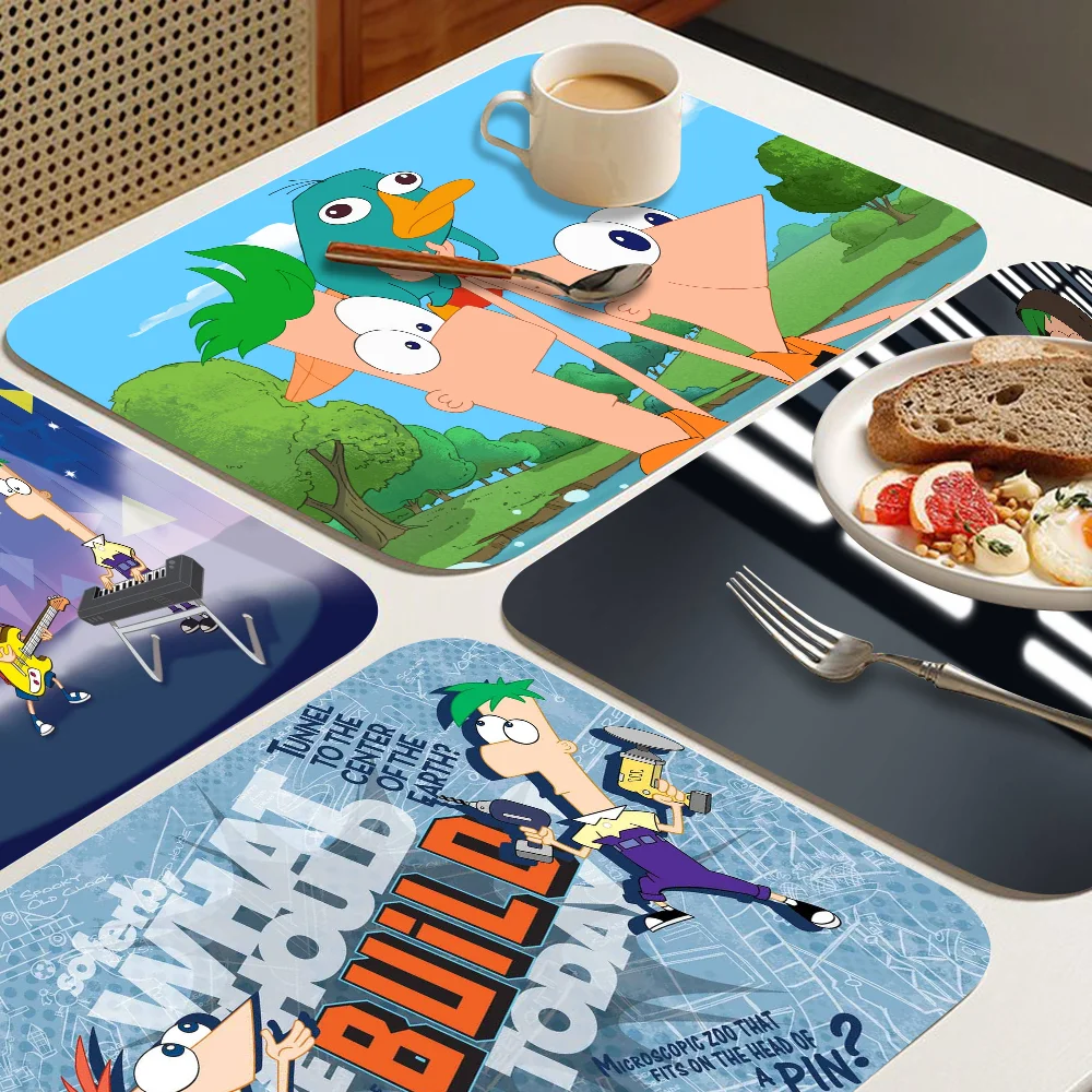 Cartoon P-Phineas And F-Ferb Table Drain Pad Tabletop Absorbent Draining Mat Tableware Mats Placemats For Table Decor
Cartoon P-Phineas And F-Ferb Table Drain Pad Tabletop Absorbent Draining Mat Tableware Mats Placemats For Table Decor