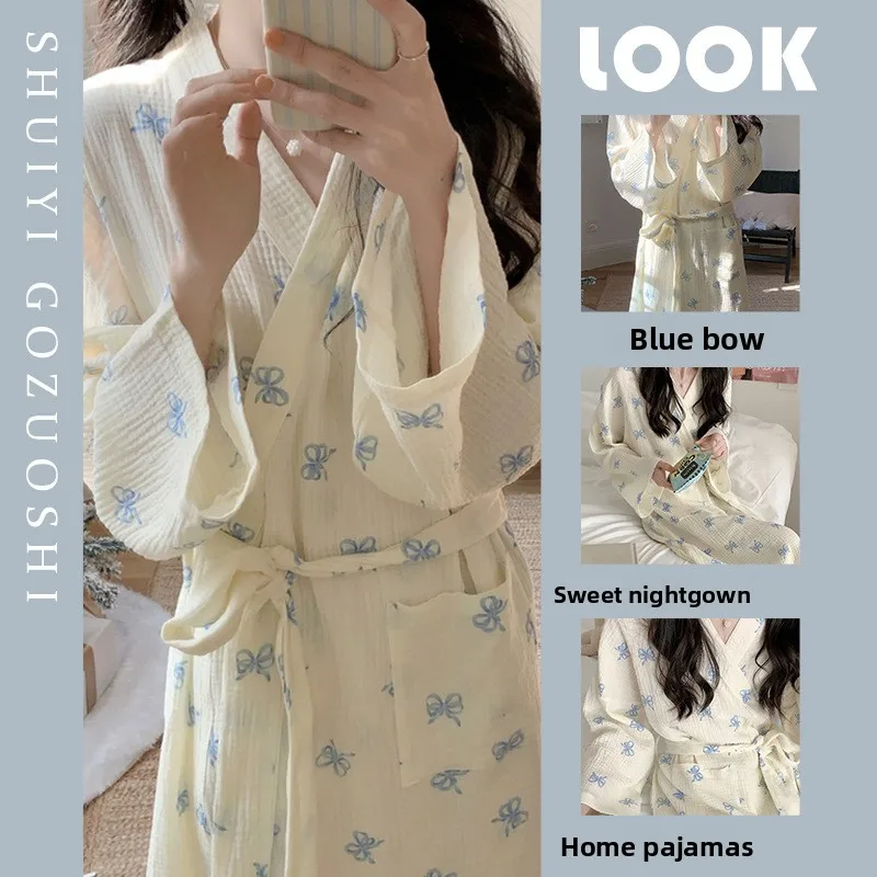 Women's Sleep Robe Spring and Autumn New Bathrobe High-End Feeling with Bowknot Loose Lazy Style Morning Robe Pajamas Loungewear
Women's Sleep Robe Spring and Autumn New Bathrobe High-End Feeling with Bowknot Loose Lazy Style Morning Robe Pajamas Loungewear