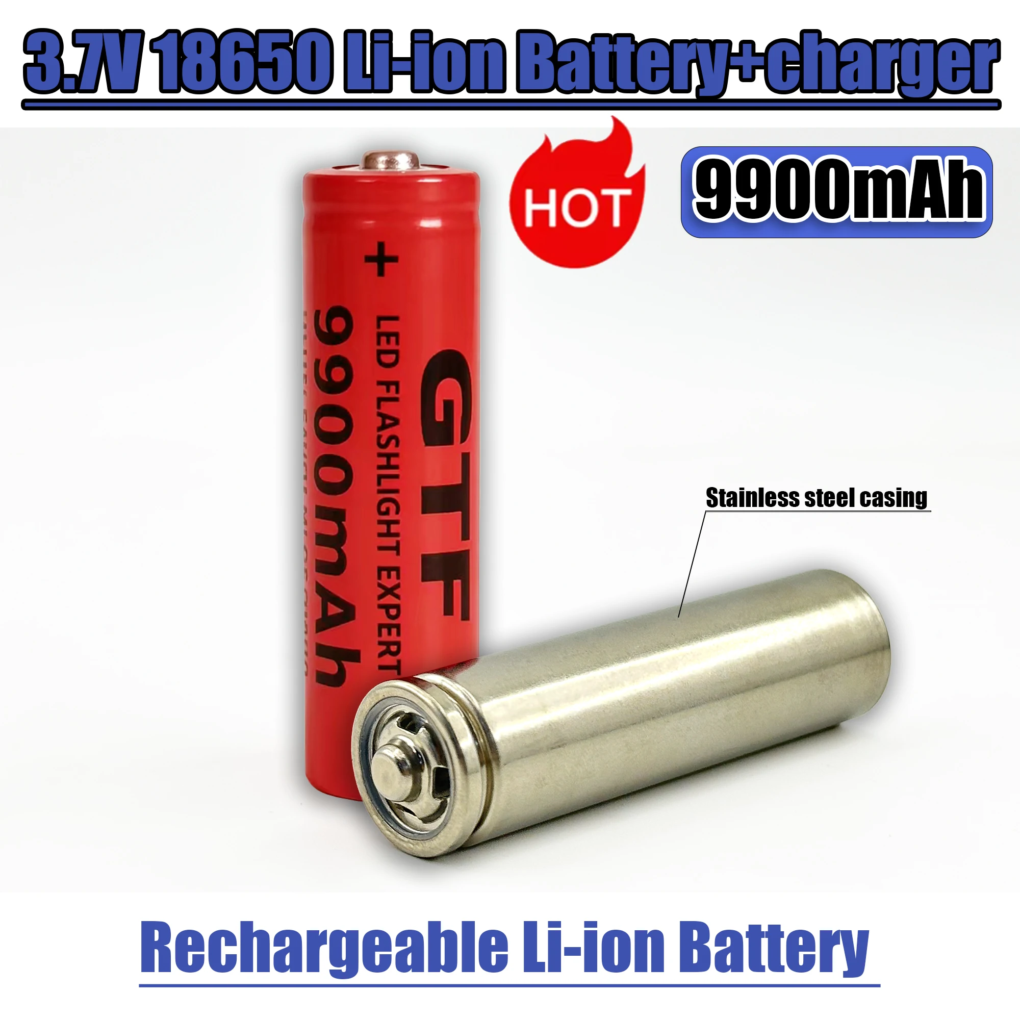 18650 Battery Rechargeable Battery 3.7V 18650 9900mAh Capacity Li-ion Rechargeable Battery For Flashlight Torch Battery+Charger
18650 Battery Rechargeable Battery 3.7V 18650 9900mAh Capacity Li-ion Rechargeable Battery For Flashlight Torch Battery+Charger