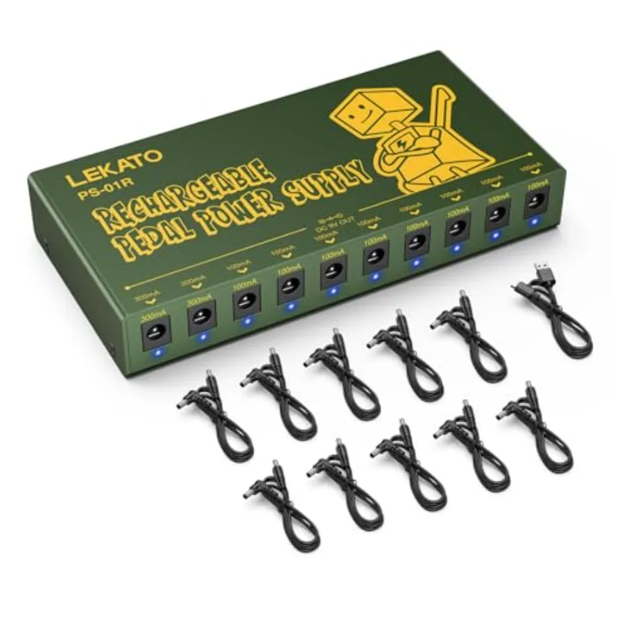 Built-in 10000mAh Rechargeable Battery Guitar Pedal Power Supply 10 Isolated DC Outputs 9V 300mA 100mA Effect Pedal Boards Powe
Built-in 10000mAh Rechargeable Battery Guitar Pedal Power Supply 10 Isolated DC Outputs 9V 300mA 100mA Effect Pedal Boards Powe