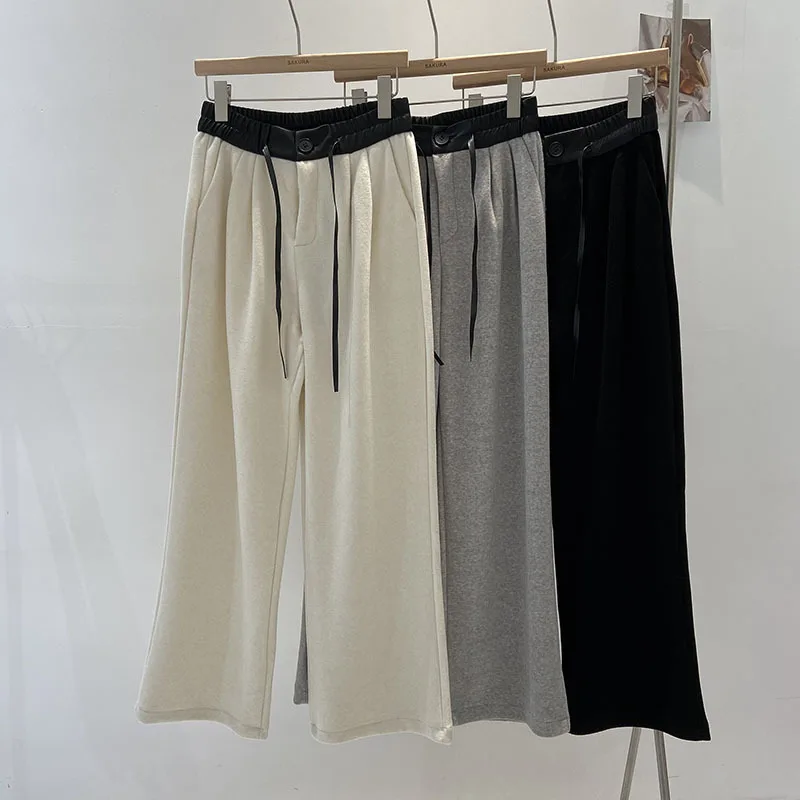 Women Y2K Casual Drawstring Contrast Wide-leg Pants Street Harajuku Korean Fashion Female Thick Autumn Winter New Trousers
Women Y2K Casual Drawstring Contrast Wide-leg Pants Street Harajuku Korean Fashion Female Thick Autumn Winter New Trousers