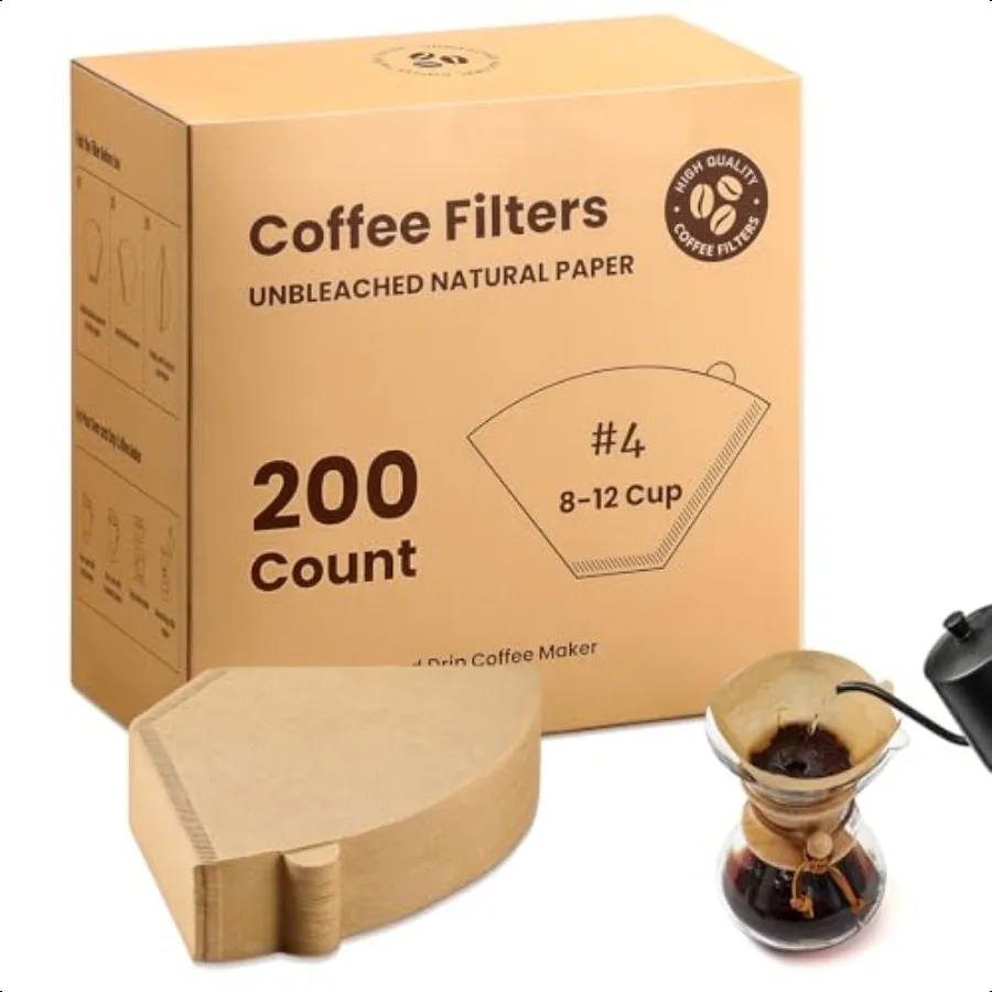 4 Cone Coffee Filters 812 Cup 200 Count Unbleached Natural Coffee Paper Filters No Blowout Coffee Filter for Pour Over and Dri
4 Cone Coffee Filters 812 Cup 200 Count Unbleached Natural Coffee Paper Filters No Blowout Coffee Filter for Pour Over and Dri