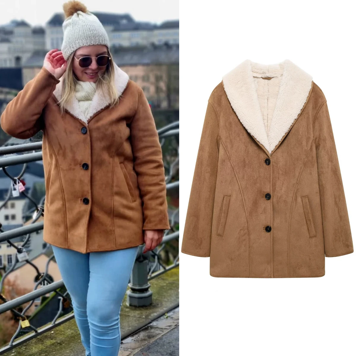 Taop&Za Women's 2024 Autumn/Winter New Coat Flip Collar Single breasted Double sided Commuter Maillard Medium length Coat
Taop&Za Women's 2024 Autumn/Winter New Coat Flip Collar Single breasted Double sided Commuter Maillard Medium length Coat