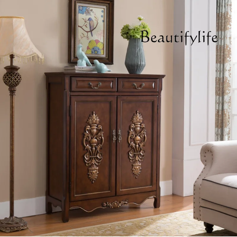 American Retro Shoe Cabinet Solid Wood Small Narrow Door Storage Cabinet Old Antique Carved
American Retro Shoe Cabinet Solid Wood Small Narrow Door Storage Cabinet Old Antique Carved