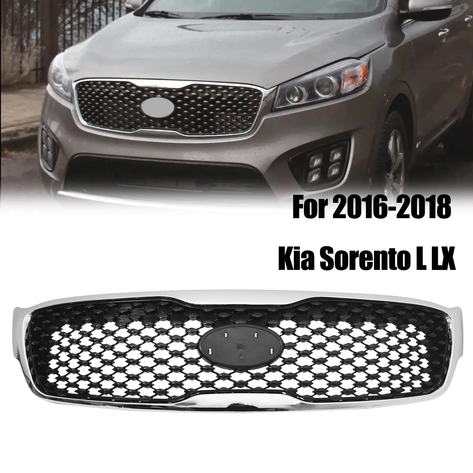 For 2016-2018 Kia Sorento L LX KI1200181 Front Bumper Upper Grille w/Chrome Trim
For 2016-2018 Kia Sorento L LX KI1200181 Front Bumper Upper Grille w/Chrome Trim