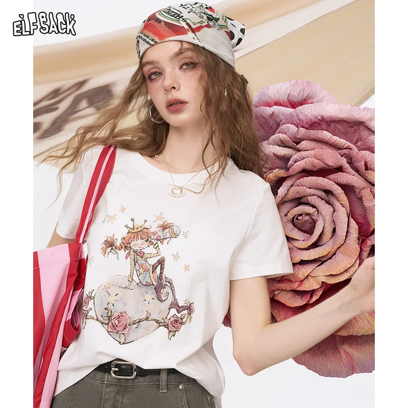 ELFSACK 2025 Summer New Arrivals White Printed Shoulder Casual Short Sleeve T-Shirt For Women
ELFSACK 2025 Summer New Arrivals White Printed Shoulder Casual Short Sleeve T-Shirt For Women