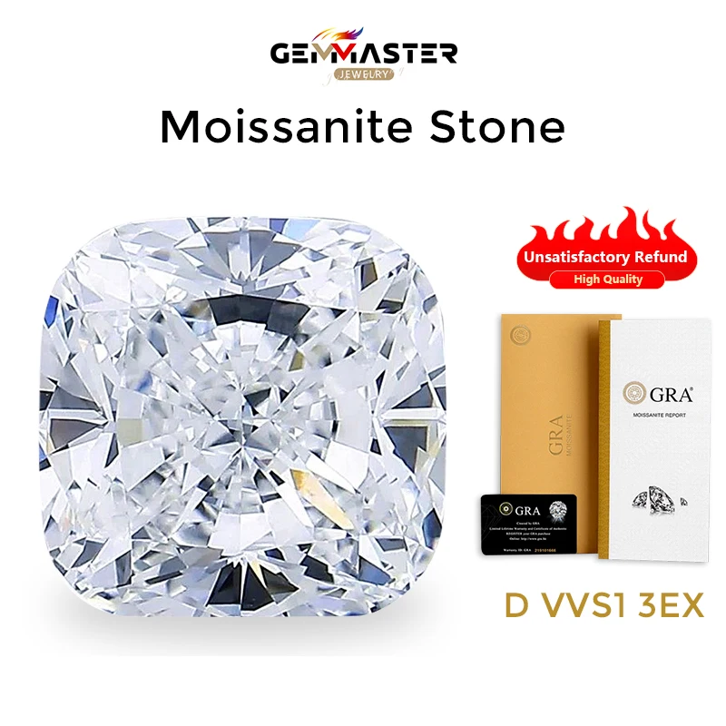 3EX Perfect Cushion Cut Moissanite Stones untarnished D VVS1 0.5-7ct with GRA Certificate Synthetic Diamond
3EX Perfect Cushion Cut Moissanite Stones untarnished D VVS1 0.5-7ct with GRA Certificate Synthetic Diamond