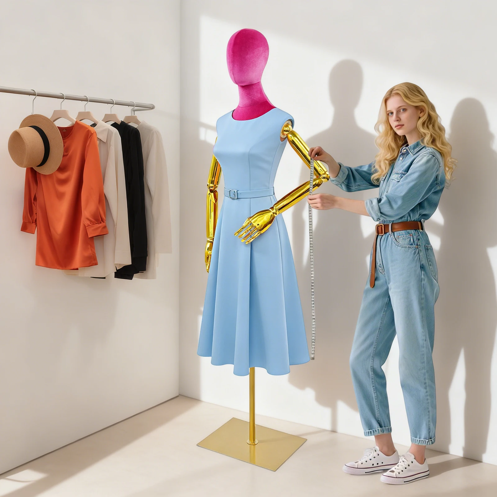 Female Dress Form Display Female Mannequin Body Adjustable Height Clothing Female Form for Clothing Stores Wedding Dress Shops
Female Dress Form Display Female Mannequin Body Adjustable Height Clothing Female Form for Clothing Stores Wedding Dress Shops