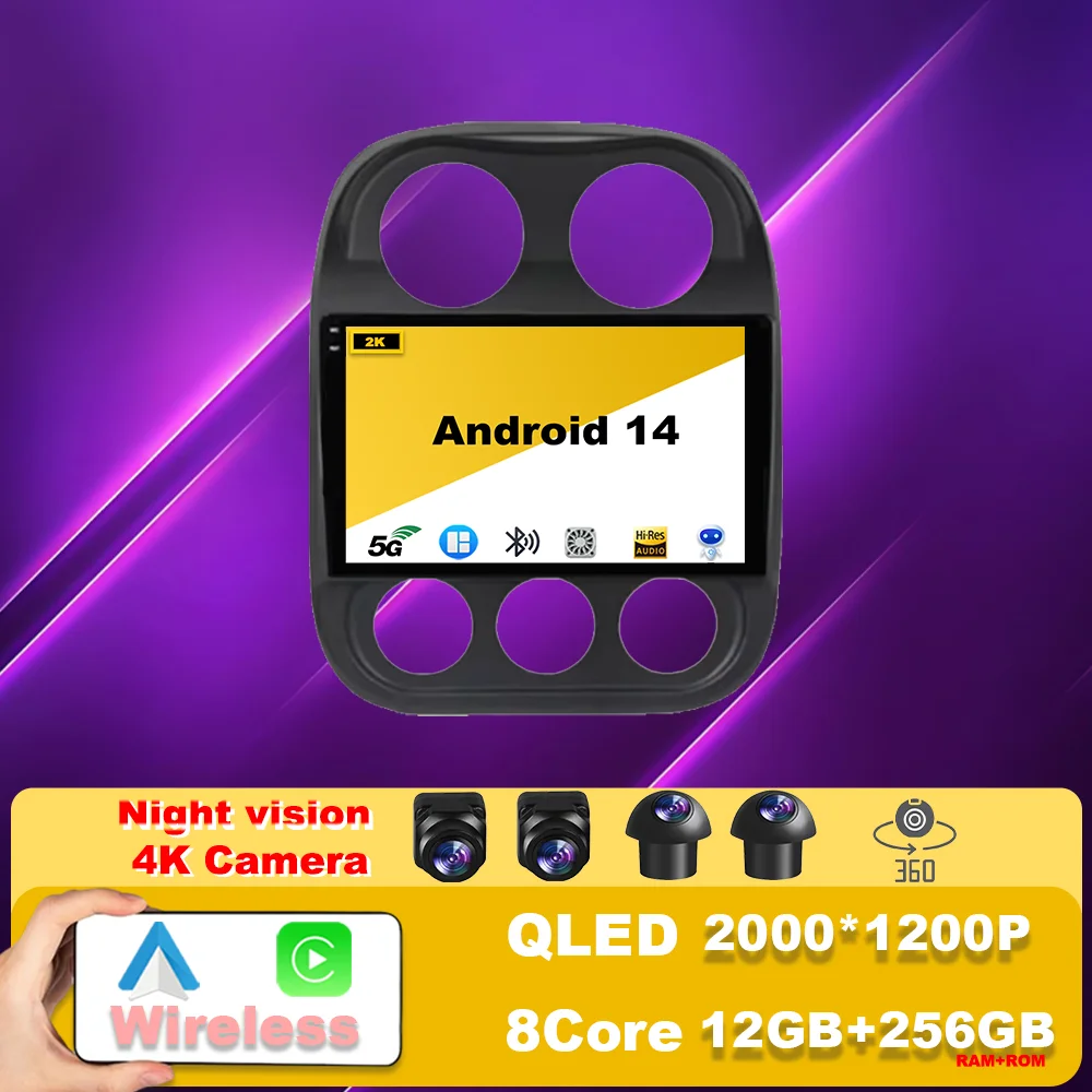 Auto radio For Jeep Compass Patriot 2010-2016 Android 14 Stereo Multimedia Video Player Navigation GPS Carplay QLED Screen Auto
Auto radio For Jeep Compass Patriot 2010-2016 Android 14 Stereo Multimedia Video Player Navigation GPS Carplay QLED Screen Auto