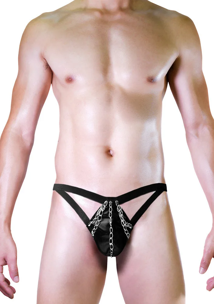 2024 New Design Sense Sexy Low Waisted Imitation Leather Chain Underpants Men's Pure Desire Comfort Breathe Thongs 2366
2024 New Design Sense Sexy Low Waisted Imitation Leather Chain Underpants Men's Pure Desire Comfort Breathe Thongs 2366