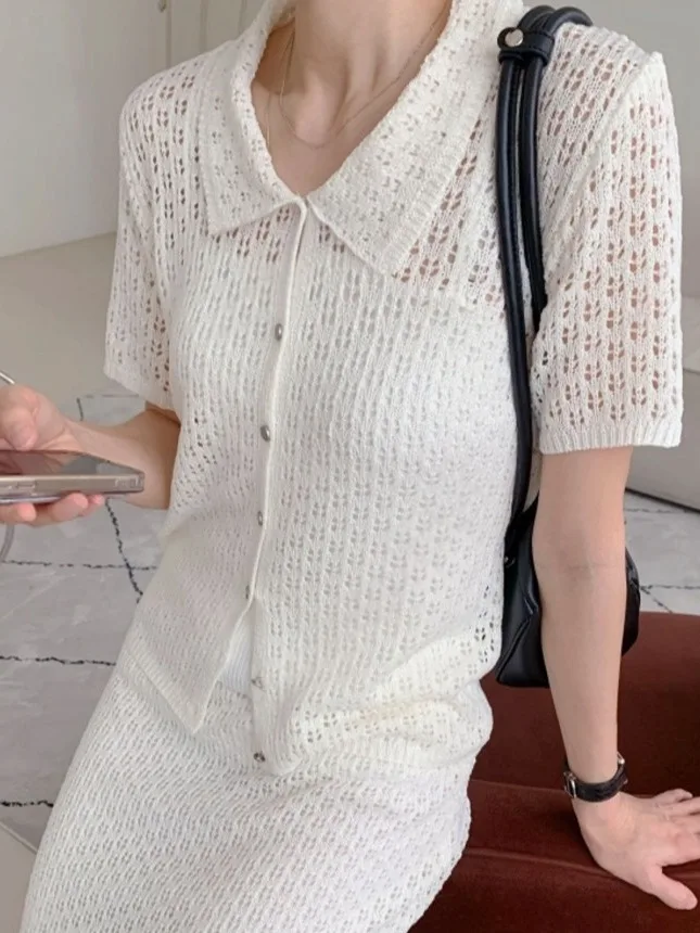 Ele Hollow Knitted Set Women's Summer High Waist Slimming f Skirt ort Sve Top plus Size Faion Commute Sle
Ele Hollow Knitted Set Women's Summer High Waist Slimming f Skirt ort Sve Top plus Size Faion Commute Sle