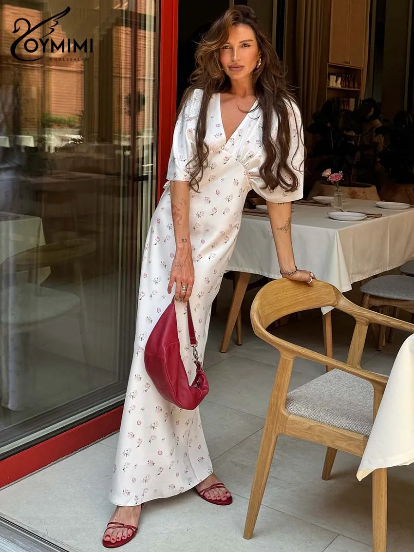 Oymimi Casual White Print Dresses For Woman Fashion V-Neck Batwing Sleeve Dresses Elegant Straight Floor-Length Dress Streetwear
Oymimi Casual White Print Dresses For Woman Fashion V-Neck Batwing Sleeve Dresses Elegant Straight Floor-Length Dress Streetwear