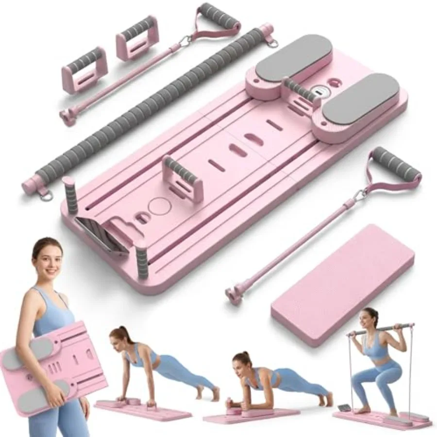 Home workout Pilates board, foldable reformer set, black ABS plastic, 8-in-1 multi-purpose equipment with non-slip surface and
Home workout Pilates board, foldable reformer set, black ABS plastic, 8-in-1 multi-purpose equipment with non-slip surface and