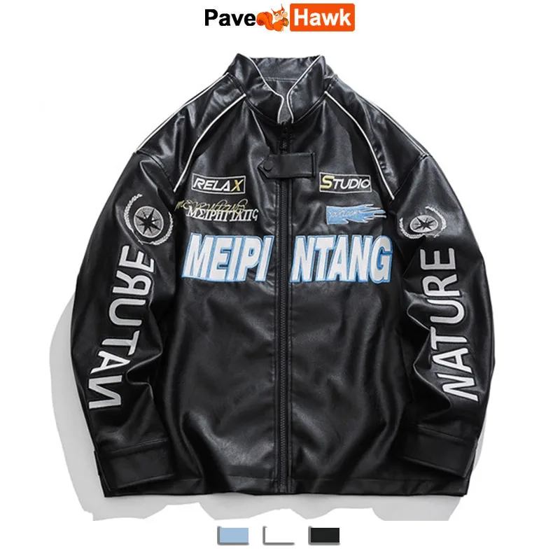 Embroidery Motorcycle Leather Jacket Men Women Hip Hop Loose Retro PU Bomber Jackets Spring Racing Coat Unisex Spring Autumn
Embroidery Motorcycle Leather Jacket Men Women Hip Hop Loose Retro PU Bomber Jackets Spring Racing Coat Unisex Spring Autumn
