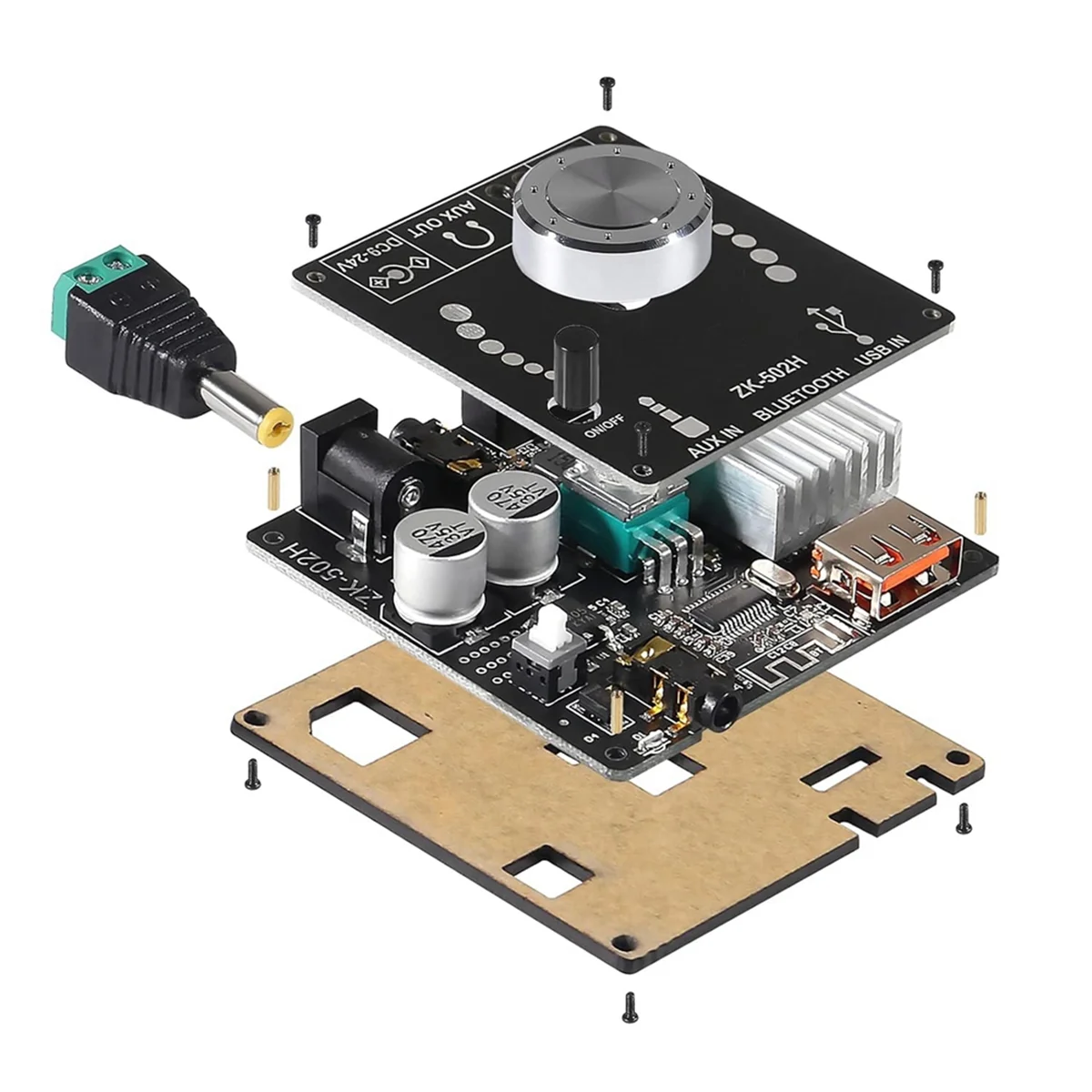 Sust-aZK-502H 50W+50W Bluetooth Amplifier Board with TPA3116D2 Chip, Dual Channel Audio
Sust-aZK-502H 50W+50W Bluetooth Amplifier Board with TPA3116D2 Chip, Dual Channel Audio