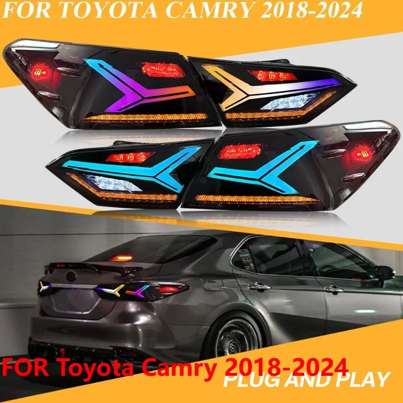 Для Toyota Camry 2018-2024 дымчатые RGB светодиодные задние фонари RH + левый последовательный указатель поворота 
Для Toyota Camry 2018-2024 дымчатые RGB светодиодные задние фонари RH + левый последовательный указатель поворота