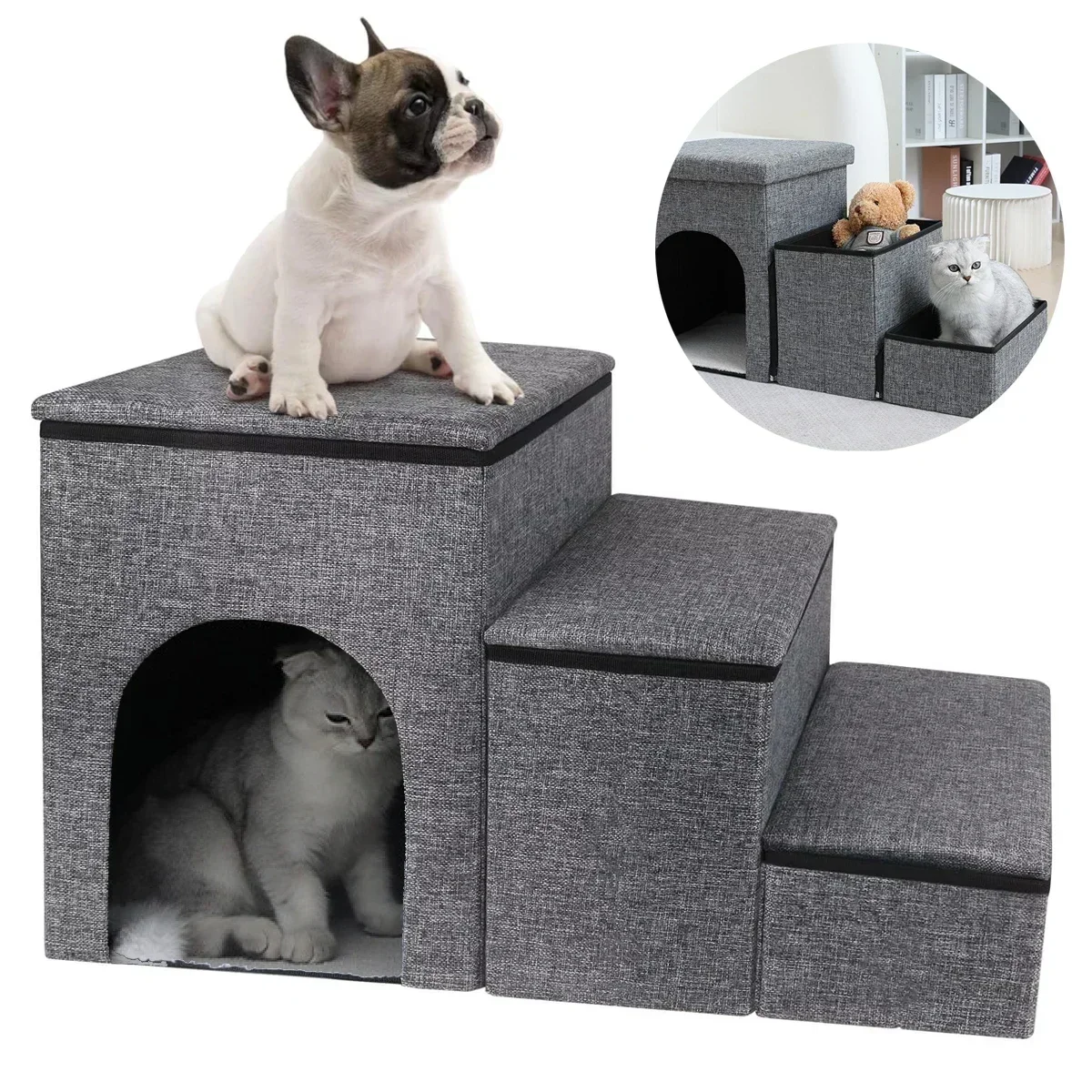 Foldable 3-Tier Pet Steps with Storage - Compact & Durable Design for Cats & Dogs to Access Beds Easily
Foldable 3-Tier Pet Steps with Storage - Compact & Durable Design for Cats & Dogs to Access Beds Easily