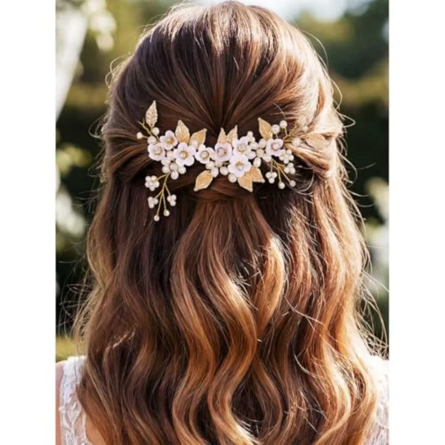 GORAIS Flower Bride Wedding Hair Vine Pearl Bridal Headpiece Floral Leaf Hair Pcs Hair Accessories for Women and Girls
GORAIS Flower Bride Wedding Hair Vine Pearl Bridal Headpiece Floral Leaf Hair Pcs Hair Accessories for Women and Girls