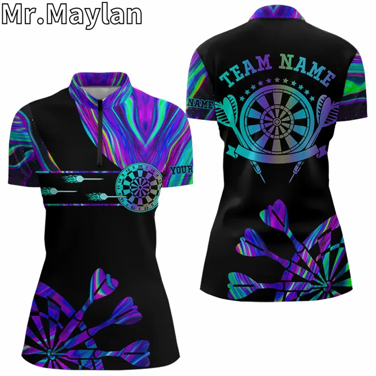 Неоново-фиолетовый синий Tie Dye 3D рубашка поло для дартс для женщин, светящаяся четверть молния, индивидуальный подарок для дартса, Джерси для любителей дартс
Неоново-фиолетовый синий Tie Dye 3D рубашка поло для дартс для женщин, светящаяся четверть молния, индивидуальный подарок для дартса, Джерси для любителей дартс