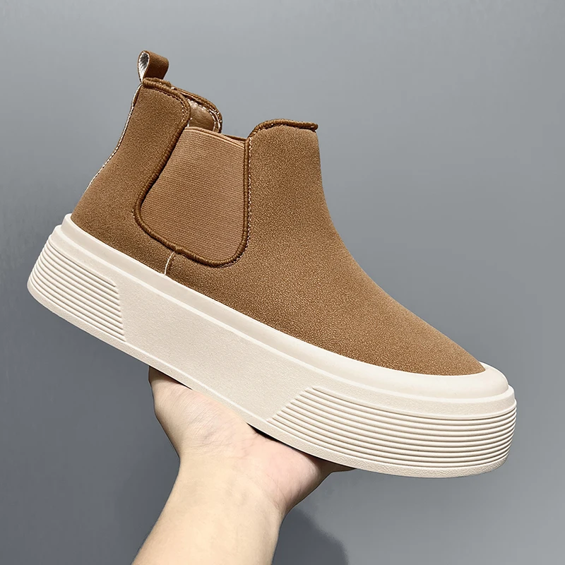 Мужские зимние кожаные ботинки челси среднего кроя — британский ретро-стиль, противоскользящая толстая подошва, увеличивающая рост, для активного отдыха
Мужские зимние кожаные ботинки челси среднего кроя — британский ретро-стиль, противоскользящая толстая подошва, увеличивающая рост, для активного отдыха