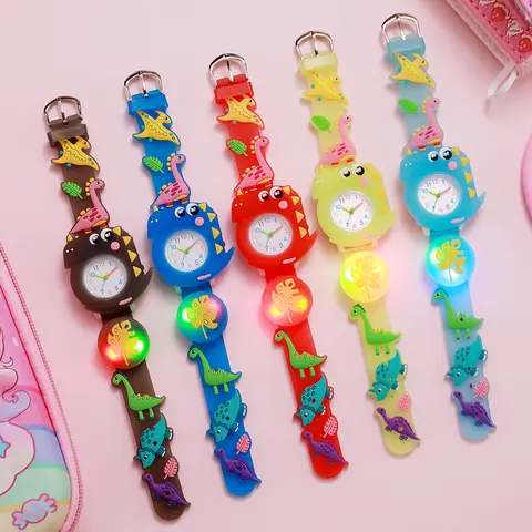 Cute cartoon dinosaur watch cool lights quartz watch for Halloween, Christmas holiday gift