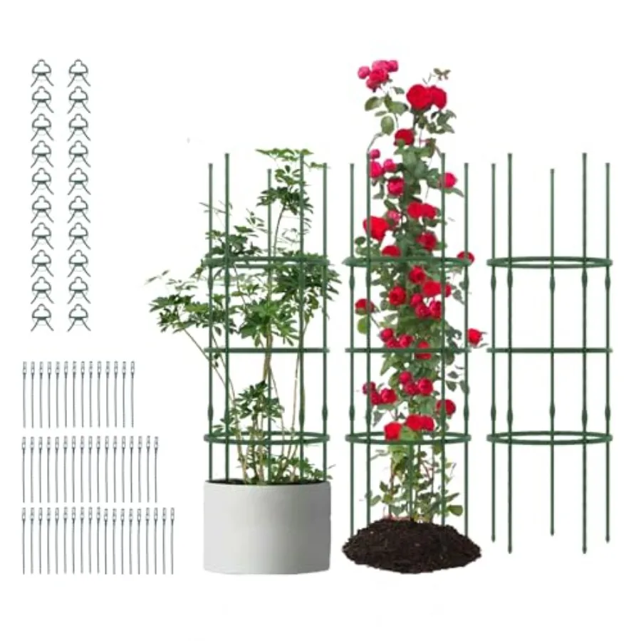 3 Pack Plant Cages for Outdoor Indoor Use Heavy-Duty Steel Black 60 inch Tall Adjustable Tomato Cage with Clips Ties
3 Pack Plant Cages for Outdoor Indoor Use Heavy-Duty Steel Black 60 inch Tall Adjustable Tomato Cage with Clips Ties