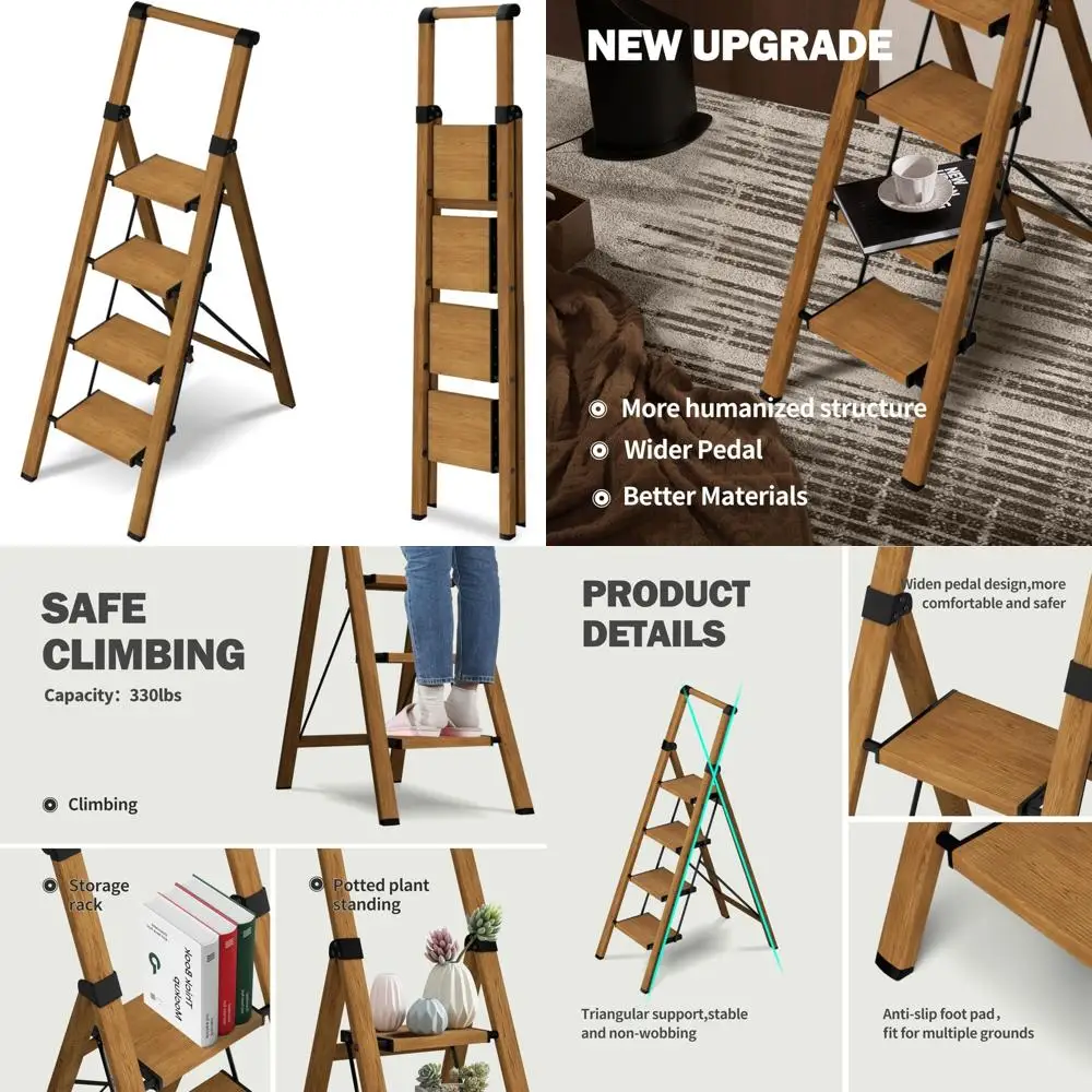 Lightweight Aluminum Folding Step Stool with Wide Pedal, 330lbs Capacity, Convenient Handgrip, Ideal for Home Use
Lightweight Aluminum Folding Step Stool with Wide Pedal, 330lbs Capacity, Convenient Handgrip, Ideal for Home Use