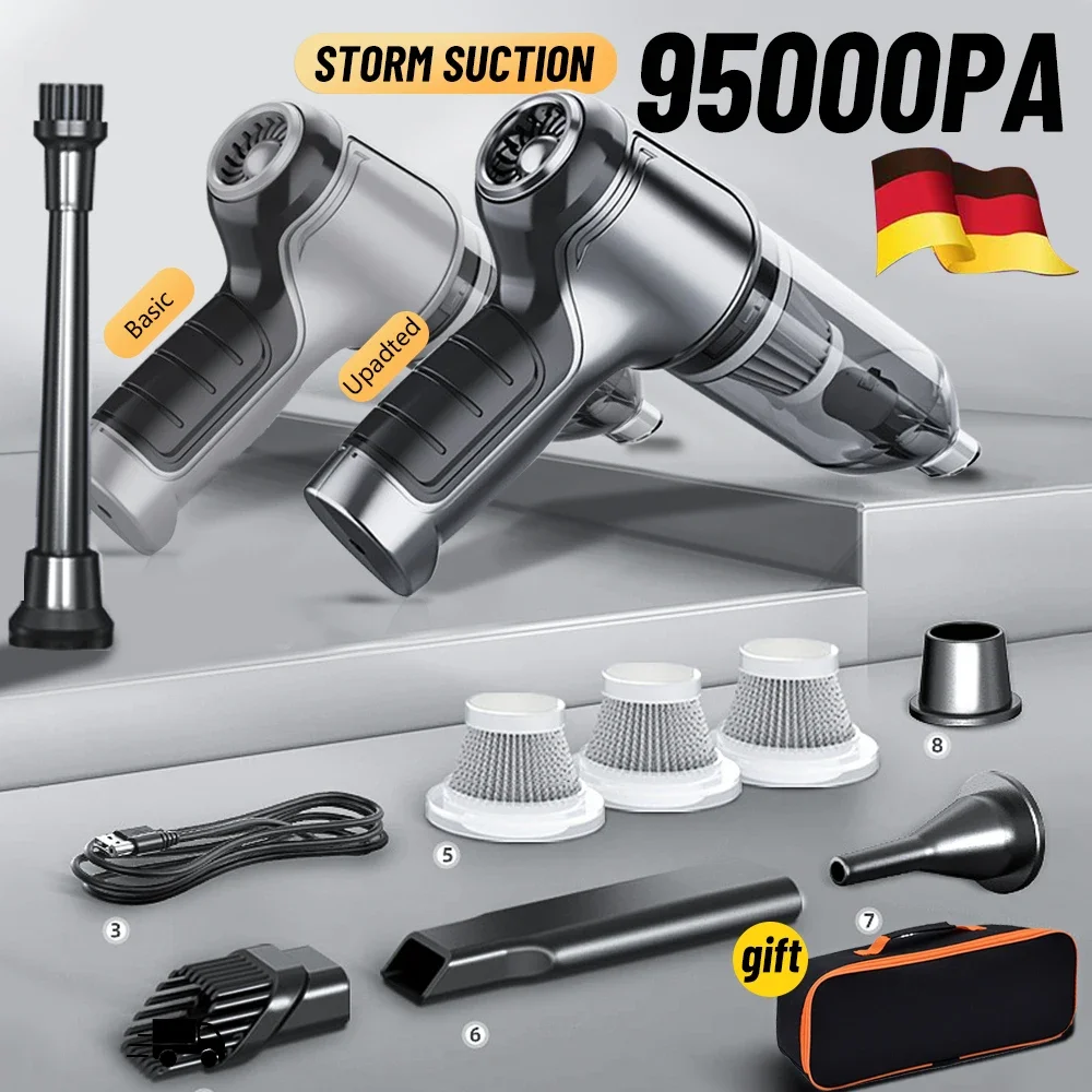 95000PA Car Vacuum Cleaner Mini Cleaning Machine Car Strong Suction Handheld Wireless Portable Appliance
95000PA Car Vacuum Cleaner Mini Cleaning Machine Car Strong Suction Handheld Wireless Portable Appliance