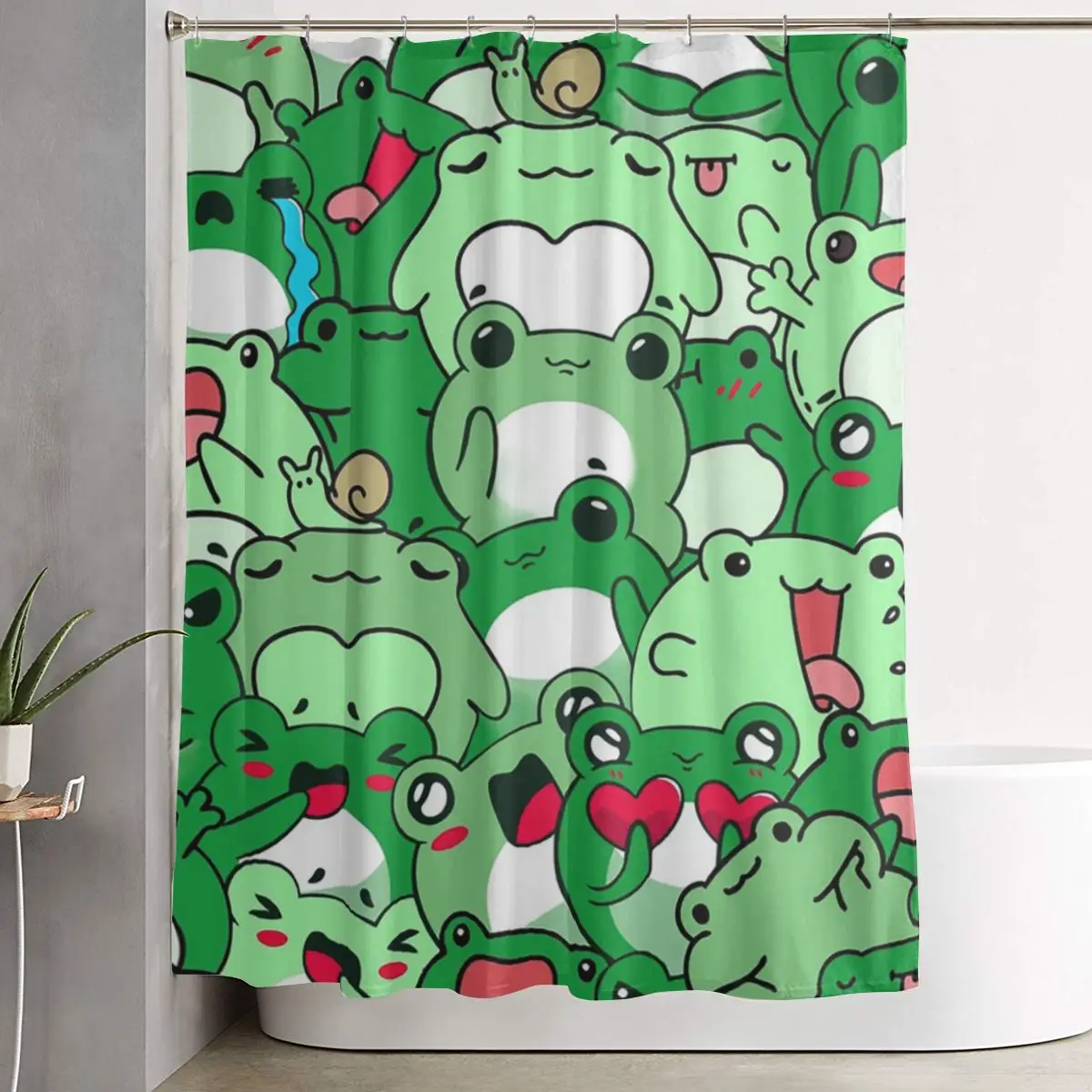 Водонепроницаемая шторка для душа из полиэстера с милым рисунком лягушек и крючками для ванной комнаты
Водонепроницаемая шторка для душа из полиэстера с милым рисунком лягушек и крючками для ванной комнаты