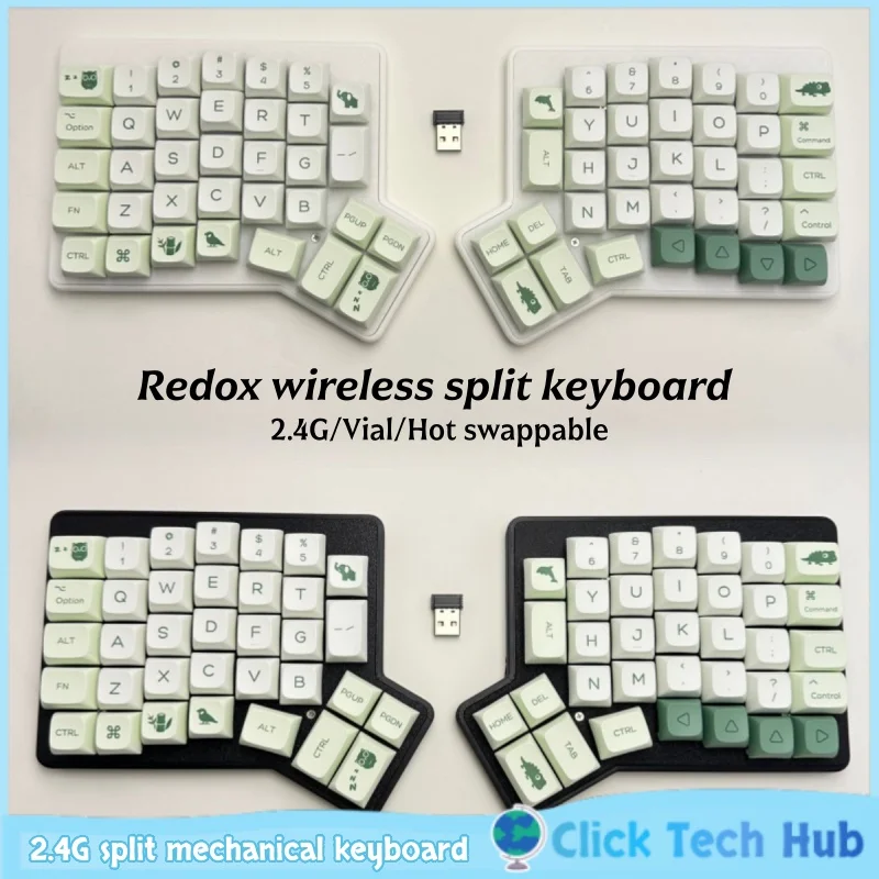 Redox Wireless 2.4g Split Mechanical Keyboard Split Keyboard Kit Customization Vial Hot Swappable Game Office Keyboard Ergonomic