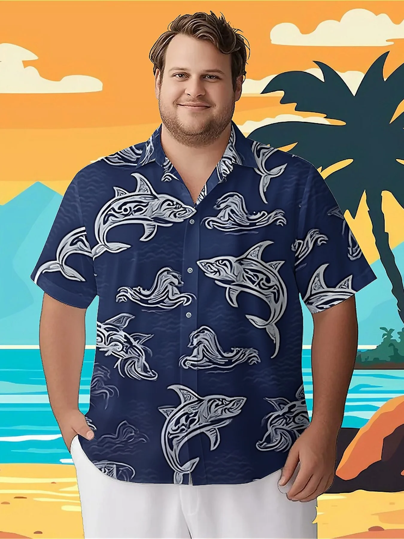 Men's Plus Size Hawaiian Shirts Deep Sea Shark pattern, Summer Casual Tops, Suitable for Outdoor and Party, Streetwear
Men's Plus Size Hawaiian Shirts Deep Sea Shark pattern, Summer Casual Tops, Suitable for Outdoor and Party, Streetwear