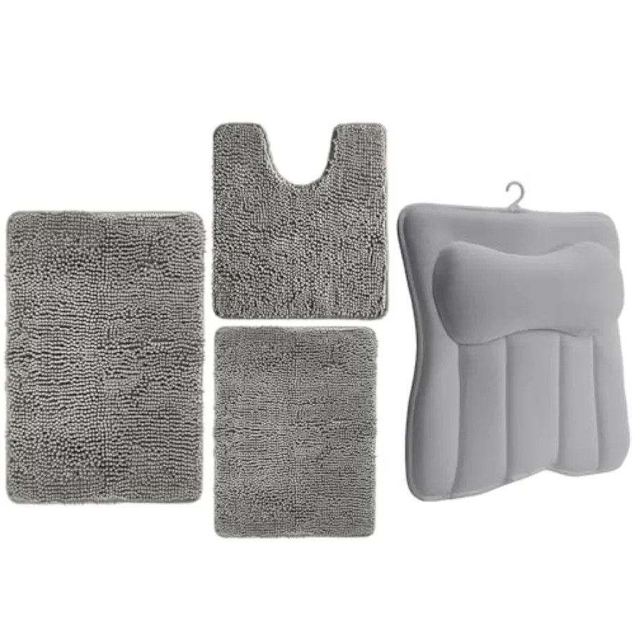 Bath Rug Set of 3, 30x20, Gray and Bath Pillow, Gray Bundle
Bath Rug Set of 3, 30x20, Gray and Bath Pillow, Gray Bundle