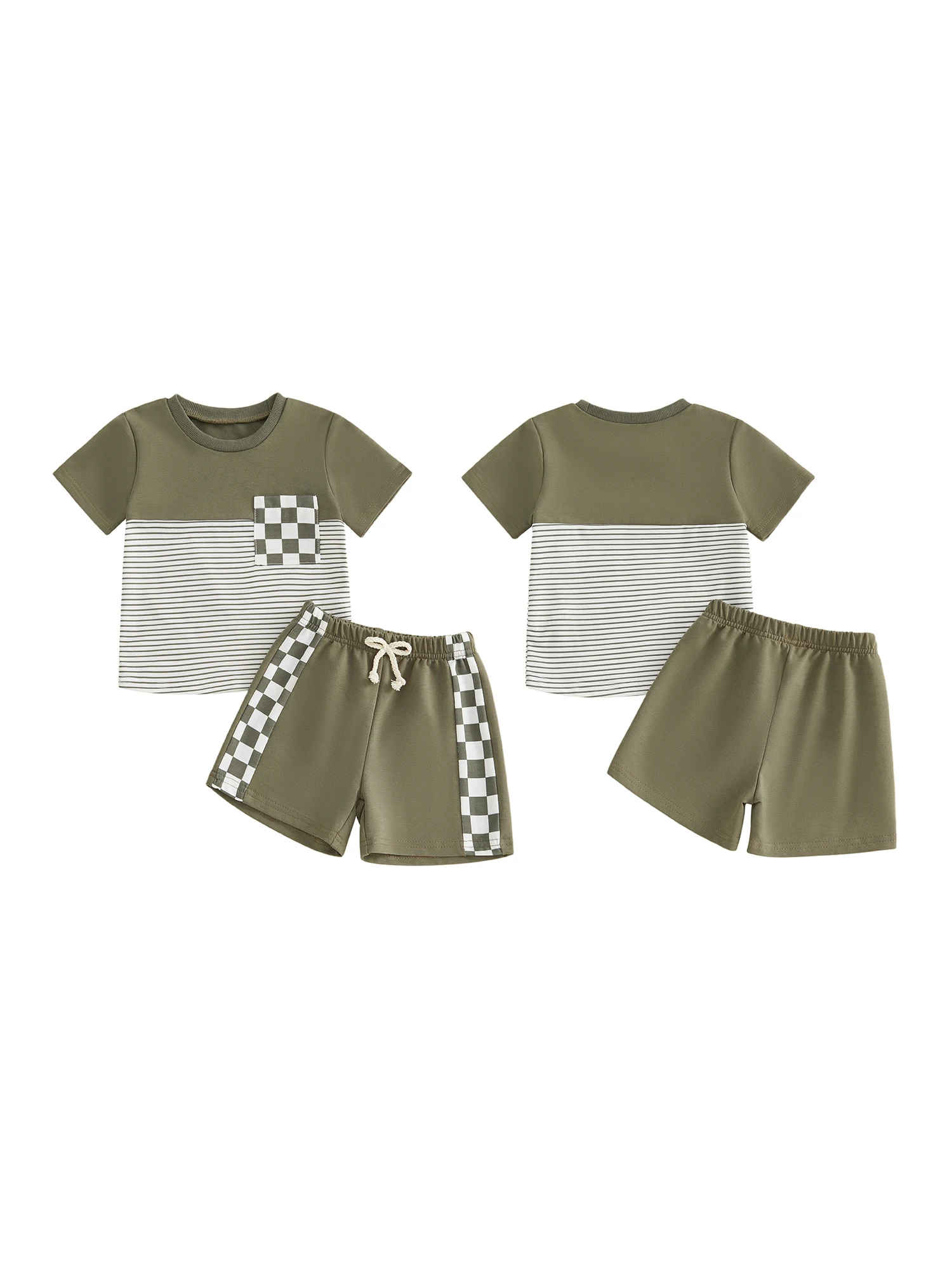 2Pcs Baby Boy Summer Clothes Short Sleeve Crew Neck Striped Print Patchwork Tops and Elastic Waist Shorts Set for Toddler
2Pcs Baby Boy Summer Clothes Short Sleeve Crew Neck Striped Print Patchwork Tops and Elastic Waist Shorts Set for Toddler