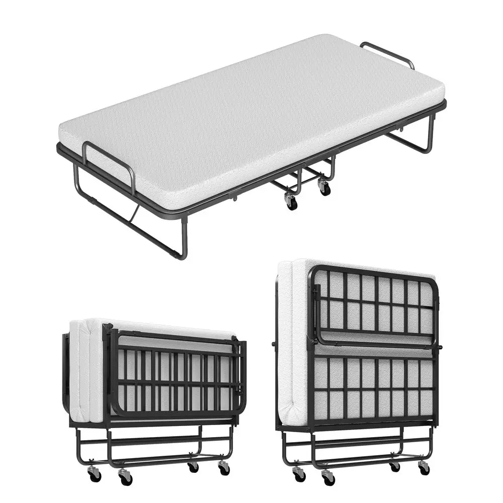 Bed with Mattress Cot, Heavy Duty Steel Slat Frame, Portable Rollaway Bed with Firm Foam Mattress, Easy Assembly, Ideal for Gue
Bed with Mattress Cot, Heavy Duty Steel Slat Frame, Portable Rollaway Bed with Firm Foam Mattress, Easy Assembly, Ideal for Gue