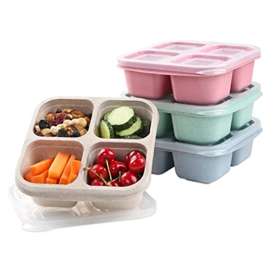 4 Pack Snack Containers, 4 Compartments Bento Snack Box, Reusable Meal Prep Lunch Containers for Adults, Divided Food Storage C
4 Pack Snack Containers, 4 Compartments Bento Snack Box, Reusable Meal Prep Lunch Containers for Adults, Divided Food Storage C