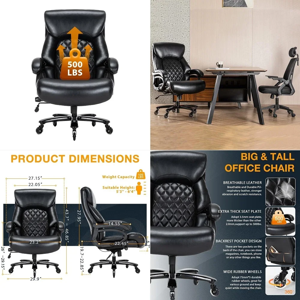 and Tall Office Chair for Heavy People, 500LBS High Back Extra Wide Heavy Duty Executive Office Chair Comfortable for Home Offi
and Tall Office Chair for Heavy People, 500LBS High Back Extra Wide Heavy Duty Executive Office Chair Comfortable for Home Offi