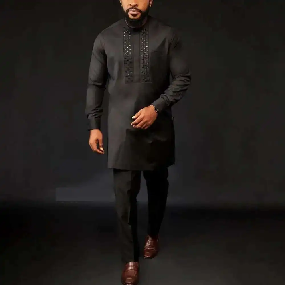 2-piece Men's wedding new men's suit pants set solid color round neck long sleeved ethnic style
2-piece Men's wedding new men's suit pants set solid color round neck long sleeved ethnic style