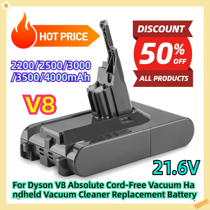For Dyson V8 Absolute Cord-Free Vacuum Handheld Vacuum Cleaner Replacement Battery 21.6V 4000mAh
For Dyson V8 Absolute Cord-Free Vacuum Handheld Vacuum Cleaner Replacement Battery 21.6V 4000mAh