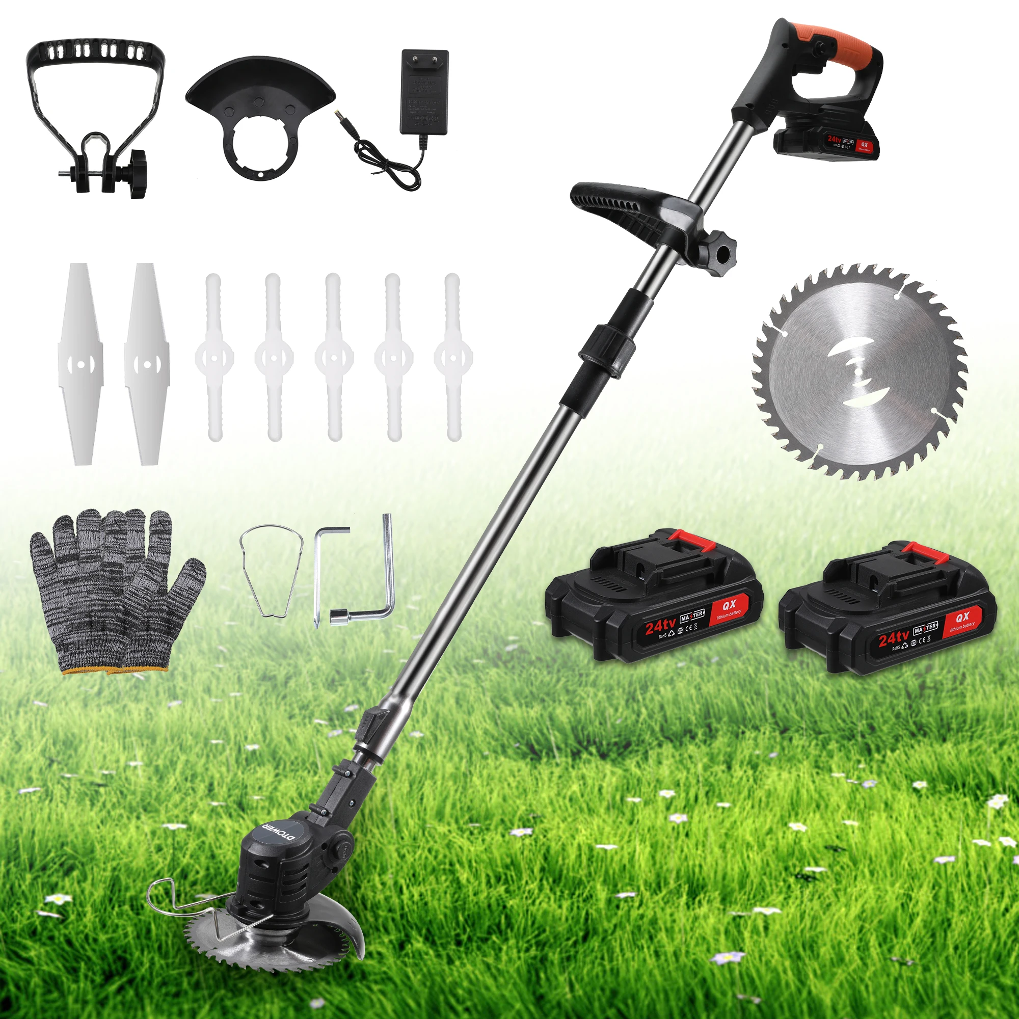 Electric Lawn Mower Cordless Grass Trimmer Length Adjustable Cutter Household Garden Tools with 2 Battery
Electric Lawn Mower Cordless Grass Trimmer Length Adjustable Cutter Household Garden Tools with 2 Battery