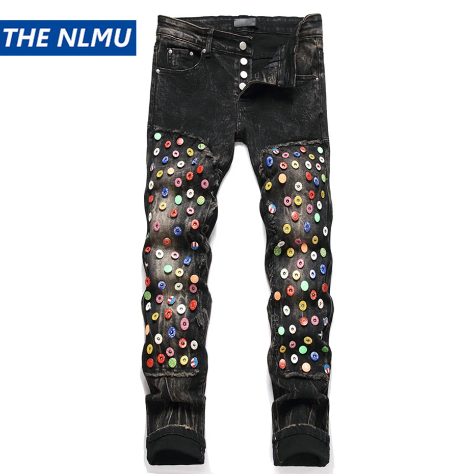 Punk Button Rivet Jeans Men's Vintage Black Straight Denim Pants Hip Hop Fashion Jeans Trousers
Punk Button Rivet Jeans Men's Vintage Black Straight Denim Pants Hip Hop Fashion Jeans Trousers