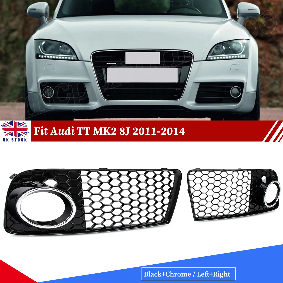 1 пара решеток передних противотуманных фар в сотовом стиле, хромированная, совместимая с Audi TT 2011-2014 гг., левая и правая сторона Magickit
1 пара решеток передних противотуманных фар в сотовом стиле, хромированная, совместимая с Audi TT 2011-2014 гг., левая и правая сторона Magickit