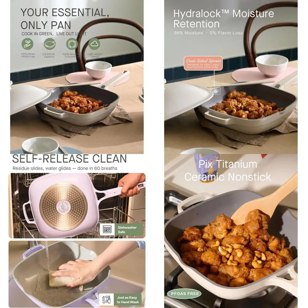 10,5-дюймовая керамическая сковорода для соте с антипригарным покрытием, крышкой, литым алюминием, деревянной лопаткой и скруббером - утренний туман
10,5-дюймовая керамическая сковорода для соте с антипригарным покрытием, крышкой, литым алюминием, деревянной лопаткой и скруббером - утренний туман