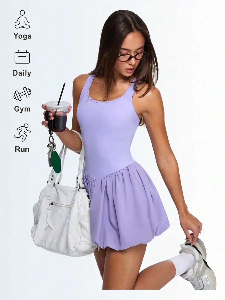 Light Purple Sleeveless Bubble Hem Tennis Dress With Built-In Shorts For Workout Running Gym
Light Purple Sleeveless Bubble Hem Tennis Dress With Built-In Shorts For Workout Running Gym